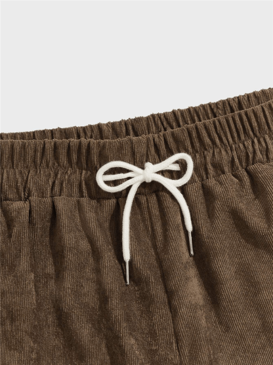 ROMWE Academia Men Corduroy Drawstring Shorts - Lolli World Marketplace