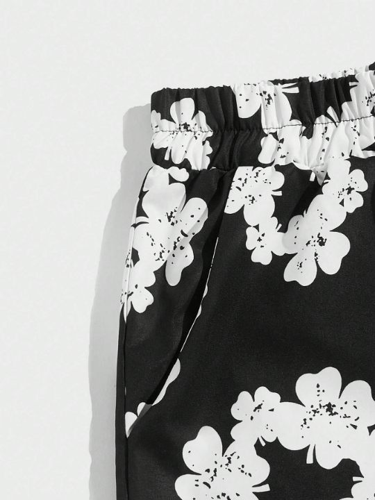 ROMWE Street Life Men Floral Print Drawstring Waist Shorts - Lolli World Marketplace