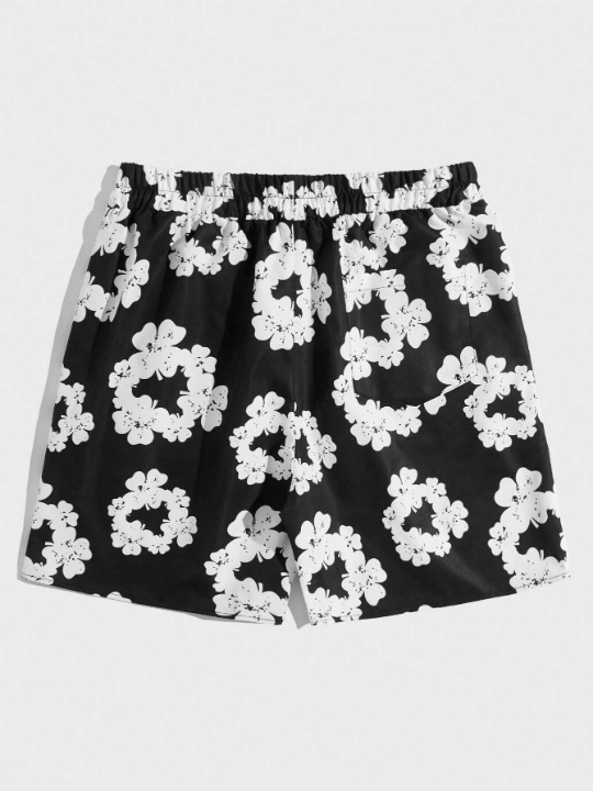 ROMWE Street Life Men Floral Print Drawstring Waist Shorts - Lolli World Marketplace