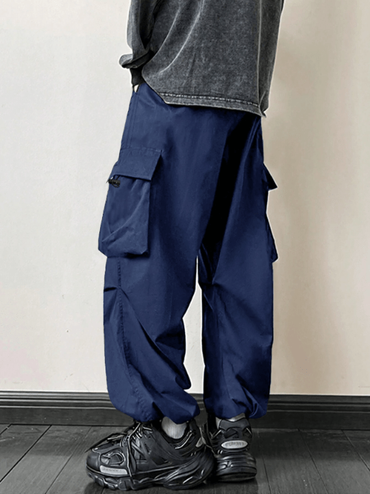 ROMWE Street Life Men Loose Fit Parachute Work Trousers - Lolli World Marketplace