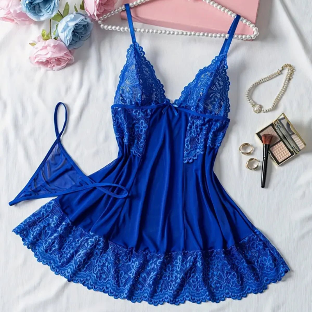 Sexy Nightgown Women Night Dress Sling Sleepwear Elegant Costume Embro