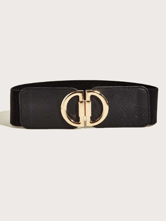 Snakeskin Embossed Symmetrical Buckle Belt - Lolli World Marketplace