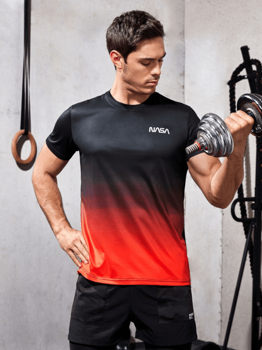 Sport Corelite Men Ombre & Letter Graphic Sports Tee - Lolli World Marketplace