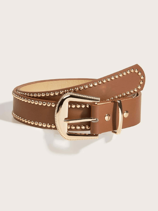 Studded Decor Geometric Buckle Belt - Lolli World Marketplace