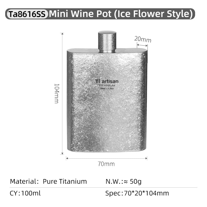 Tiartsian Outdoor Pure Titanium 100ml Mini Bottle Pot With Funnel Camping Hiking Ultralight Pocket Sake Flask