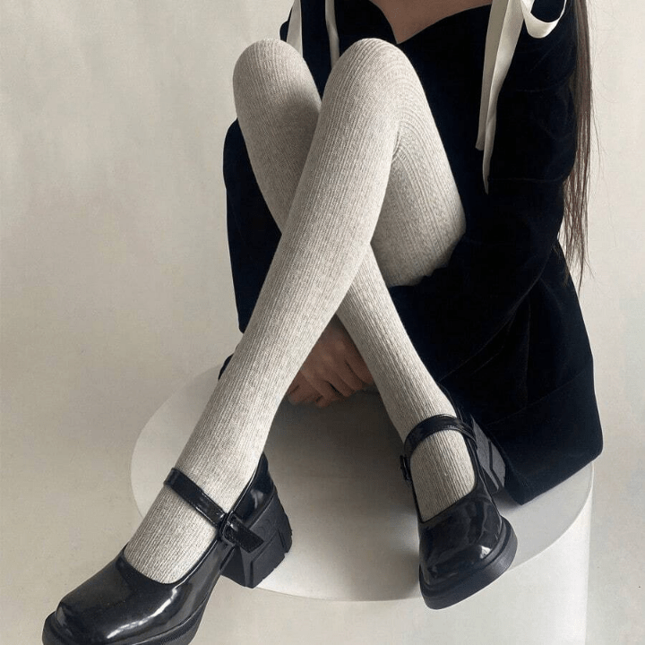 Twisted Light Grey Tights For Autumn And Winter, Keep Warm - Lolli World Marketplace