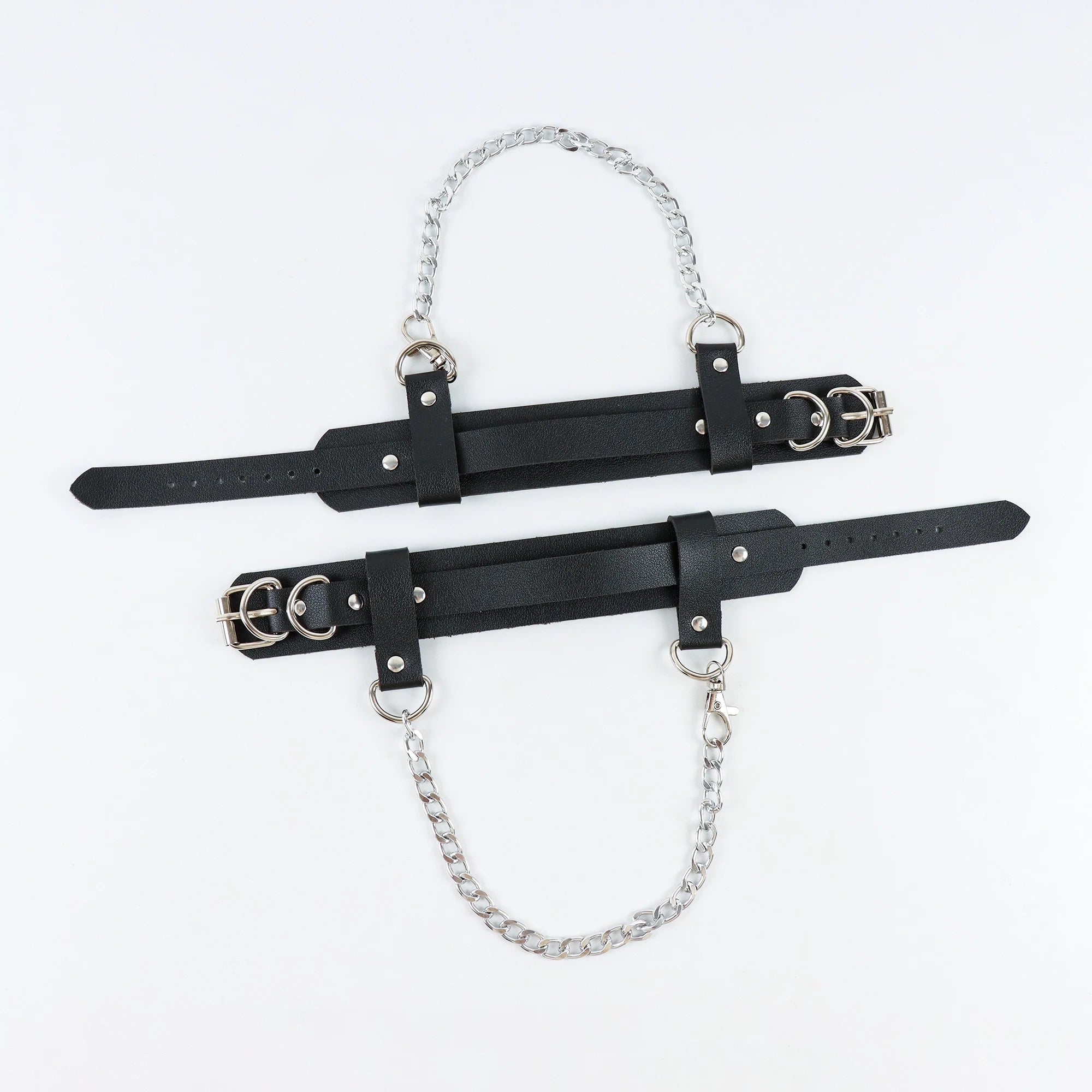 UYEE Ankle Belt Black Ankle Safety Belt Sexy Women Black Harness Belt Faux Leather Footcuffs Ankle Chain