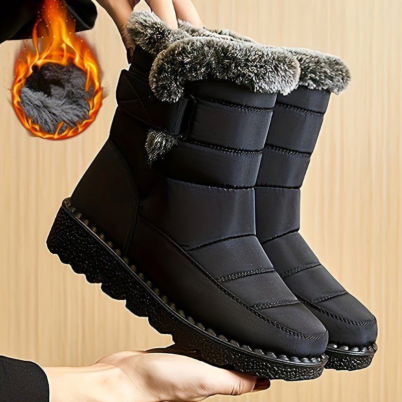 Women's Soft Sole Fluffy Boots - Slip - On, Plush Lined, Thick - Soled, Warm Winter Snow Boots