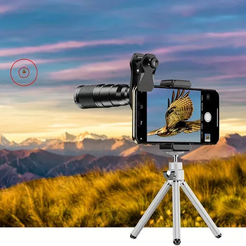 APEXEL Optic HD 套件适用于手机相机镜头套件 10.16cm1 长焦变焦单筒望远镜 22 倍镜头 + 微距广角鱼眼带遥控三脚架