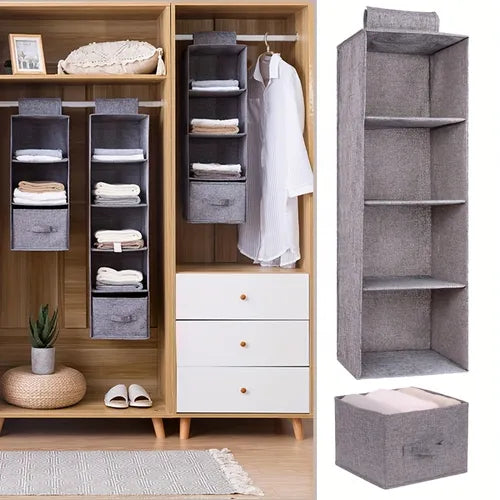 1pc Wardrobe Hanging Bag, And Linen Storage Bag, Multi-layer Clothes Hanging Drawer, Multi-functional Storage Organizer For Bedroom