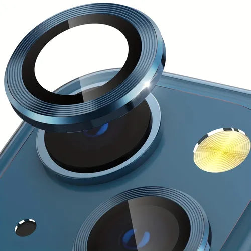 适用于 iPhone 13 / iPhone 13 迷你相机镜头保护膜,防刮高清钢化金属玻璃相机屏幕保护膜防震保护膜,深蓝色