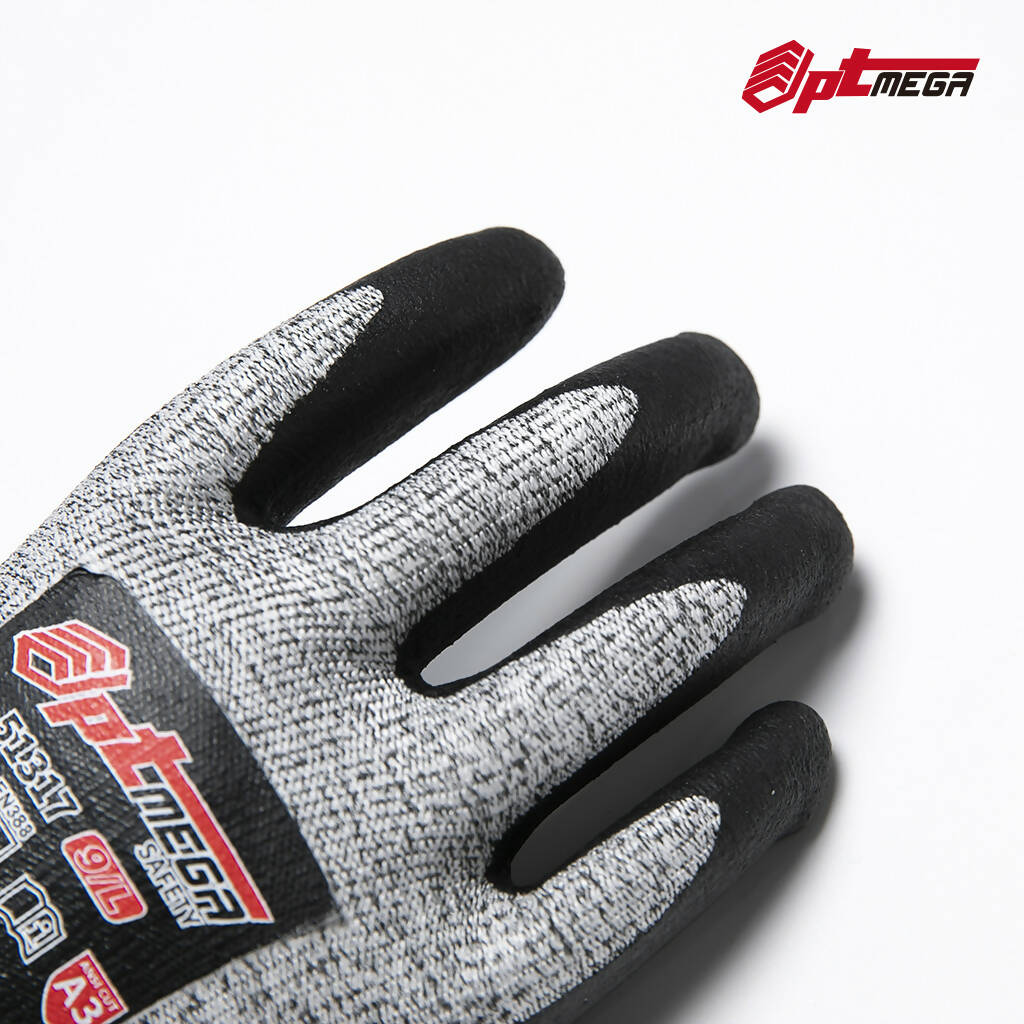 Optmega 51317 Lightweight Cut Resistant Gloves CE Level 5 Cut C Work Gloves MicroFoam Nitrile Coated Safety Gloves for General Duty Work