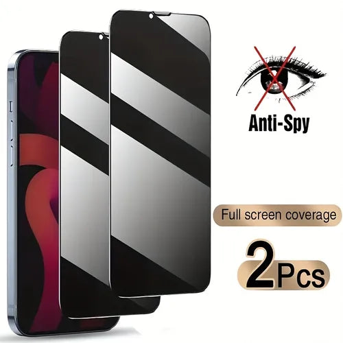 2 件装全覆盖隐私屏幕保护膜适用于 Apple iPhone 11 12 13 14 Pro Max X XR XS Max 7 8 Plus 迷你 iPhone SE 3/2(2022/2020 版)防间谍保护钢化玻璃礼物送给女朋友男朋友朋友父母自己