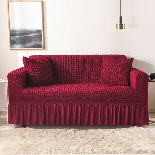 1pc Stretch Sofa Slipcover, Easy Fitted Sofa Couch Cover With Skirt, Durable Washable Universal High Elastic Furniture Protector