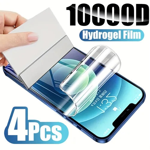 4 件装水凝胶膜手机屏幕保护膜柔软全覆盖软保护膜适用于 Iphone 11 Pro/12/13/14 Plus/X/XR/XS MAX