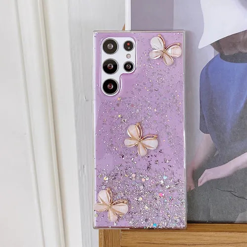 Three Butterflies Light Purple Fashion Mobile Phone Case For Samsung Galaxy A52 5G/Galaxy A32 5G/Galaxy S22 Ultra 5G/Galaxy A51 5G/Galaxy A22 5G/Galaxy S21 5G/Galaxy S20 FE/Galaxy A72/Galaxy A21s/Galaxy S21 Ultra 5G/Galaxy S22 5G/Galaxy S21+ 5G