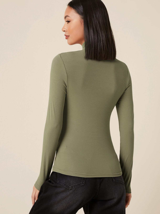 BASICS High Neck Solid Fitted Tee