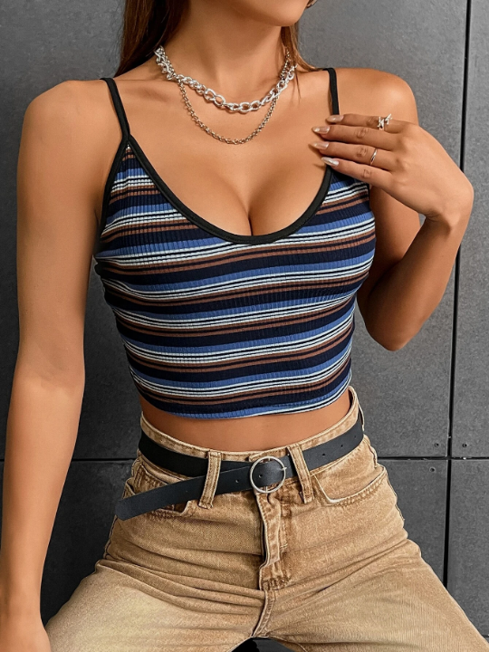 EZwear Summer Y2k Striped Print Crop Cami Top