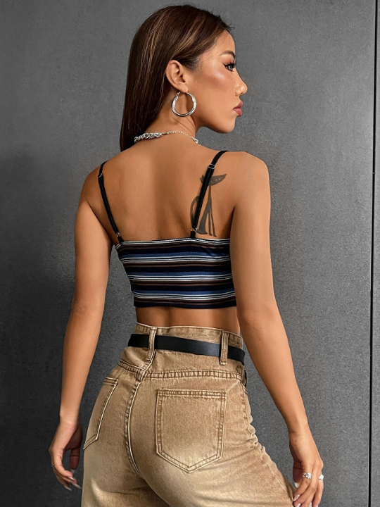 EZwear Summer Y2k Striped Print Crop Cami Top
