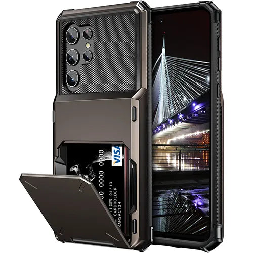 钱包式保护套翻盖信用卡夹口袋,双层保护适用于三星 S23 S22 S21 S20 Ultra S10 Plus S20 FE S21 FE