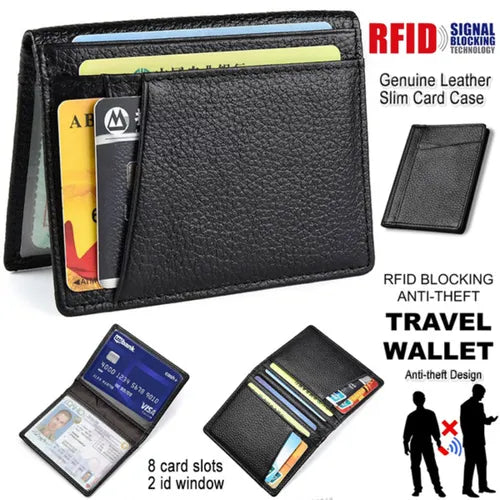 8 Card Slots Slim Genuine Leather Men Mini Credit Card Holder Wallets Purse Thin Small ID Card Holders Men Wallet