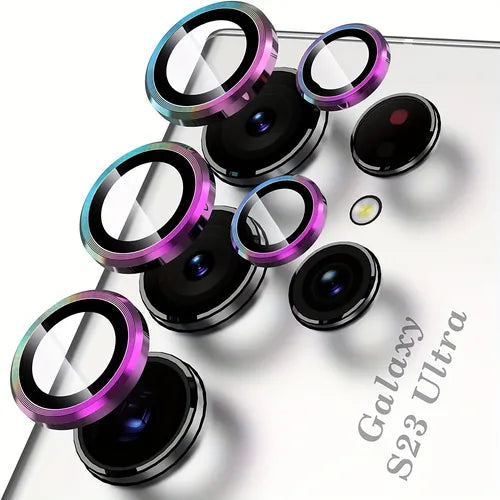 1 Set Lens Protective Cover For Samsung Galaxy S23 Series Camera Lens Protector, S23 Ultra Tempered Glass Camera Lens Sticker, Tempered Glass Camera Screen Protector Individual Aluminum Ring Lens Cover Gift For Birthday/Easter/Boy/Girlfriend