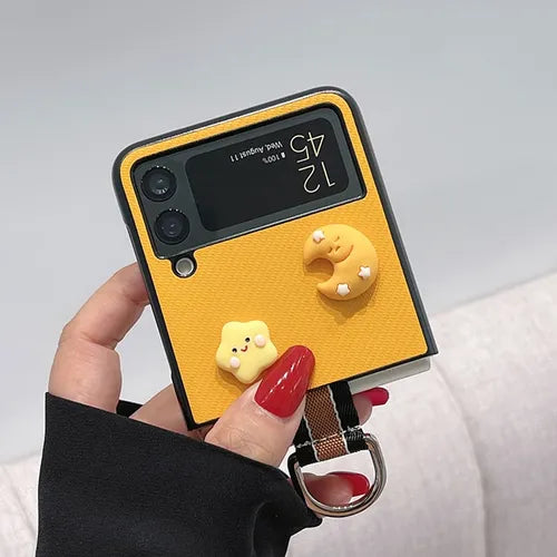 可爱星星手机壳适用于三星 Z Flip 4 3 环防摔后盖适用于三星 Z Flip3 Conque