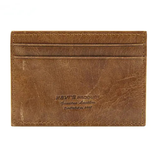 Men's Genuine Leather Slim Wallet, Cowhide Card Holder, Retro Simple Coin Purse Card Holder