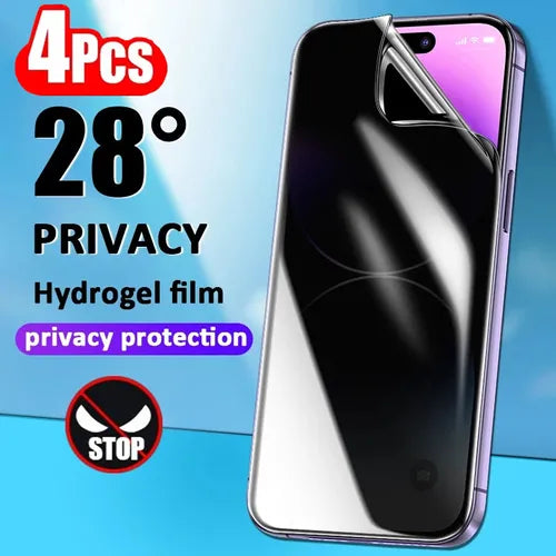 4 件隐私保护透明水凝胶膜适用于 iPhone 14 13 12 11 Pro Max 13 12 Mini 12Pro / 13Pro / 14 Plus X XS MAX XR 软透明屏幕保护膜
