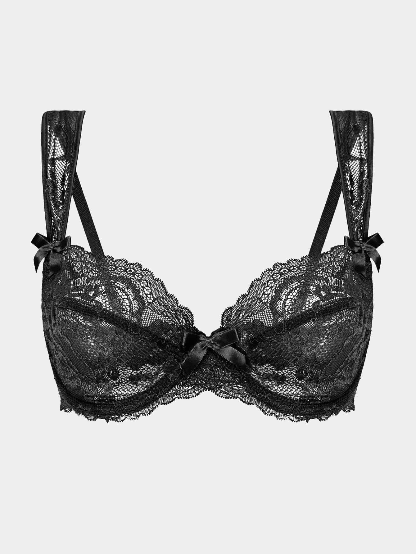 Floral Lace Bow Front Underwire Bra