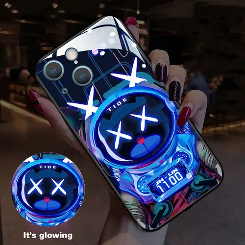 适用于 14promax 全包发光手机壳 iPhone13 外壳时尚彩光语音控制