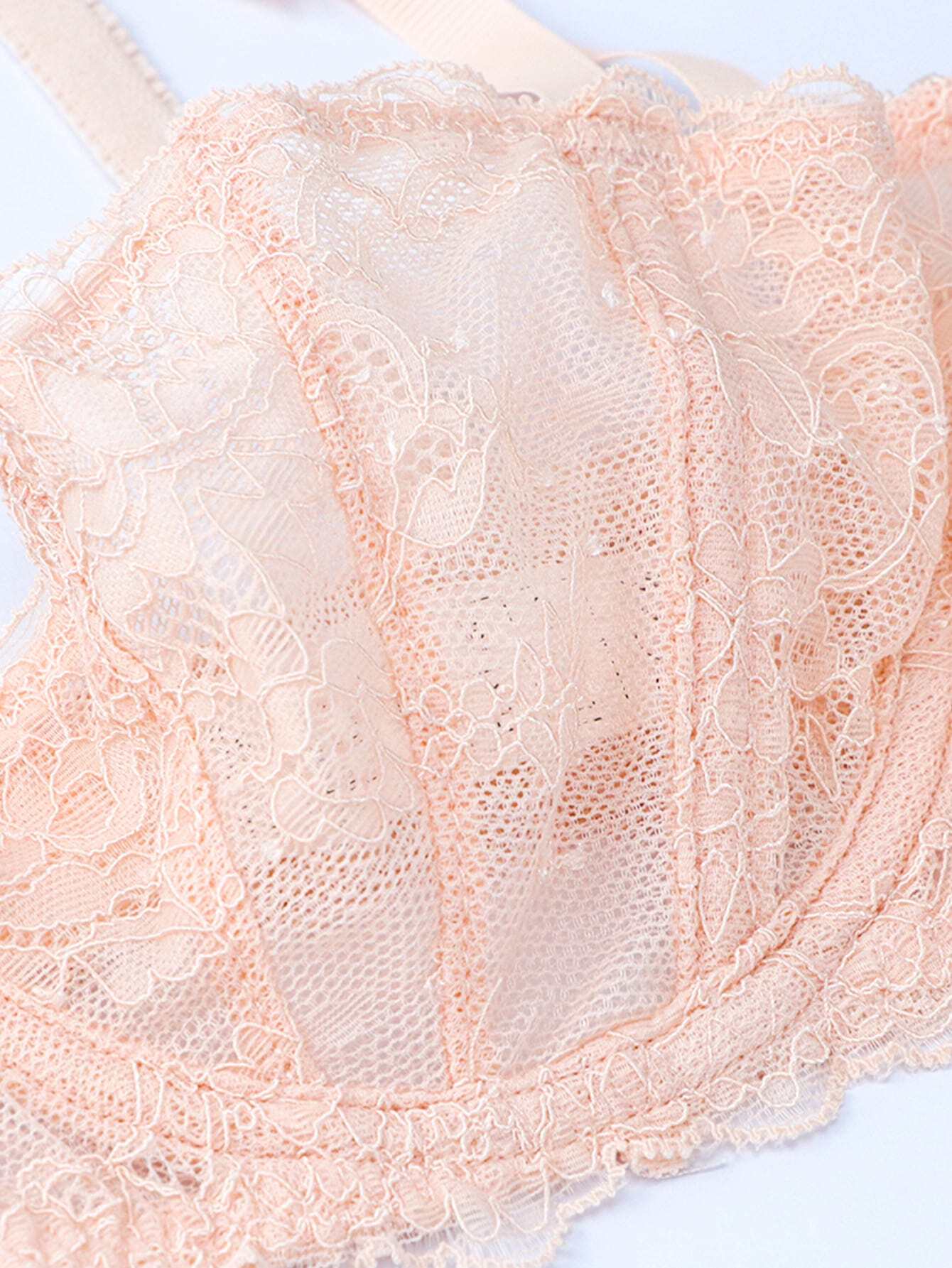 Women's Lace Bow Decor Thin Underwear Bra
