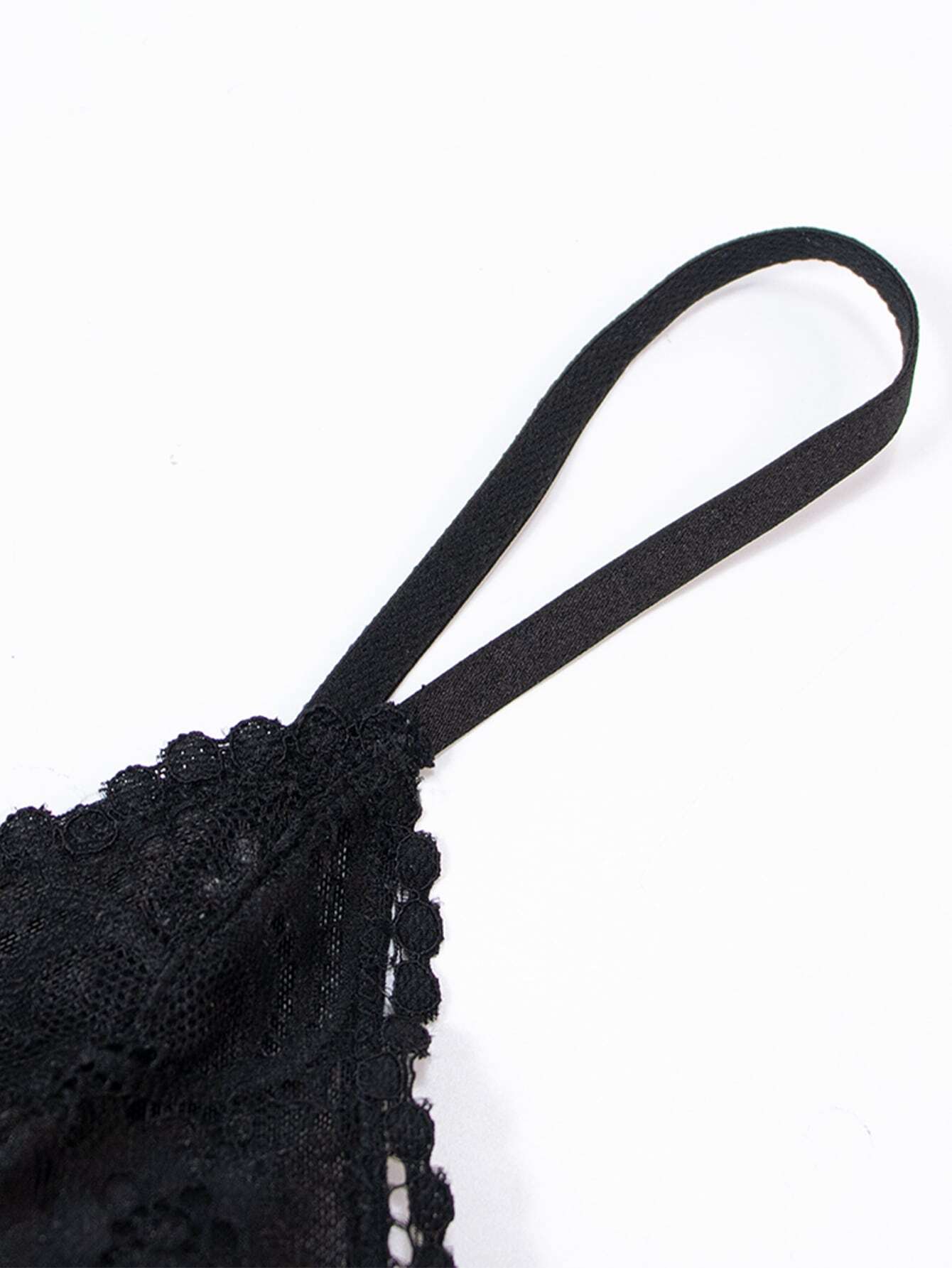 Women's Lace Decorative Thin Breathable Bra, Garter Belt, Briefs, Over The Knee Socks Four-Piece Set