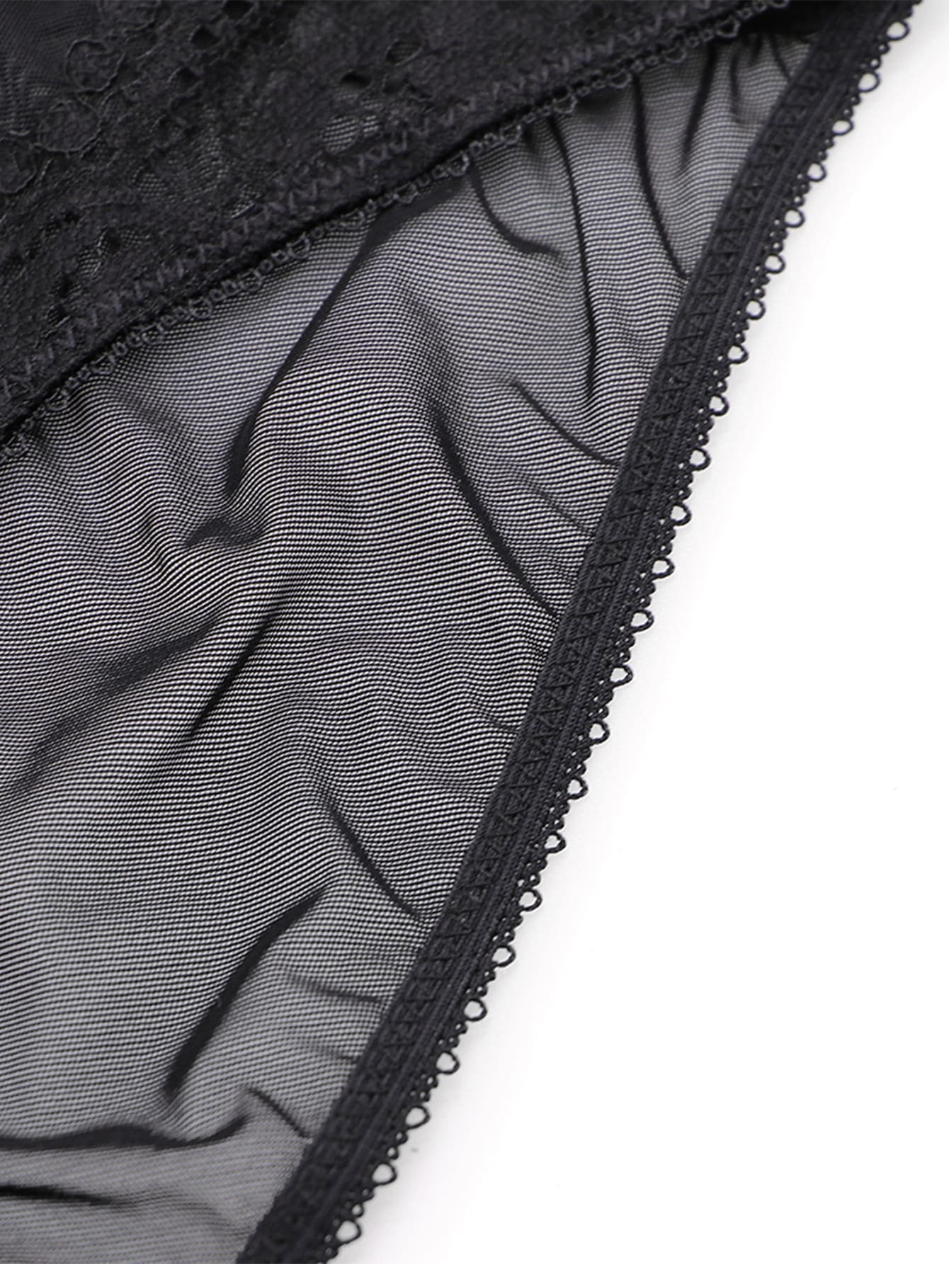 Women's Lace Decorative Thin Breathable Bra, Garter Belt, Briefs, Over The Knee Socks Four-Piece Set