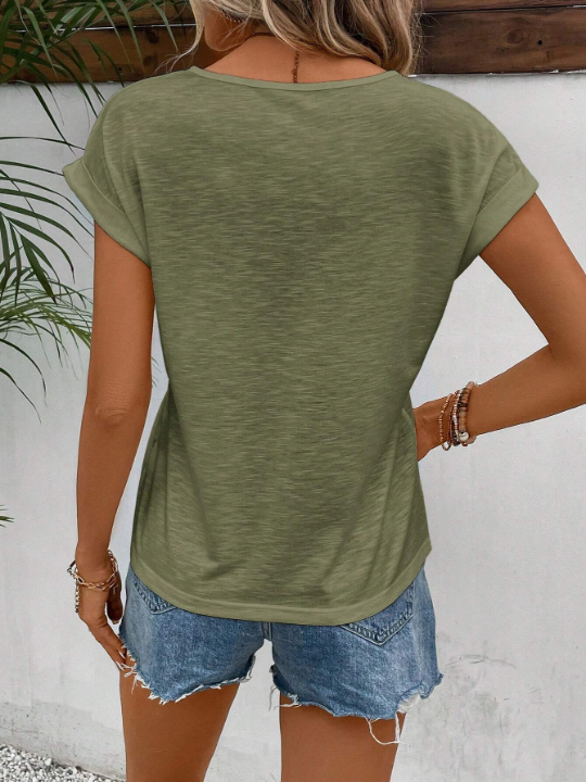Frenchy Contrast Lace Batwing Sleeve Tee