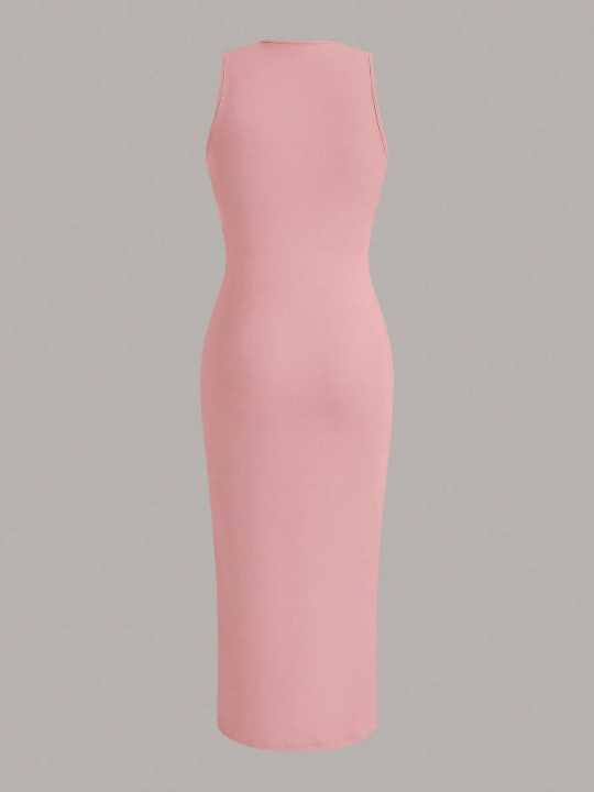 EZwear Summer Outfits Solid Ruched Waist Tank Dress