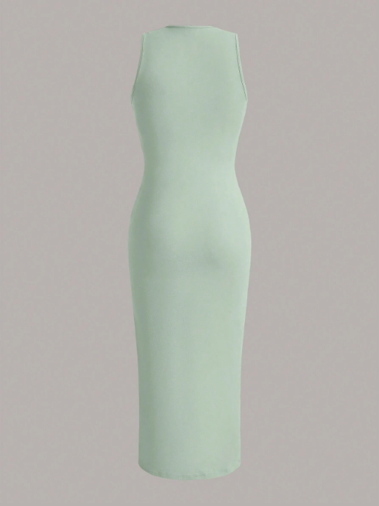 EZwear Summer Outfits Solid Ruched Waist Dress