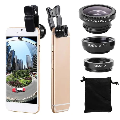 Phone Fisheye Lens, 3 In 1 Wide Angle Fish Eye Macro Lenses For Mobile Phone