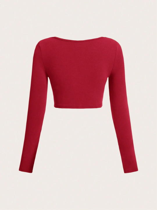 EZwear Summer Outfits Women's Tight Knit Solid Color T-Shirt