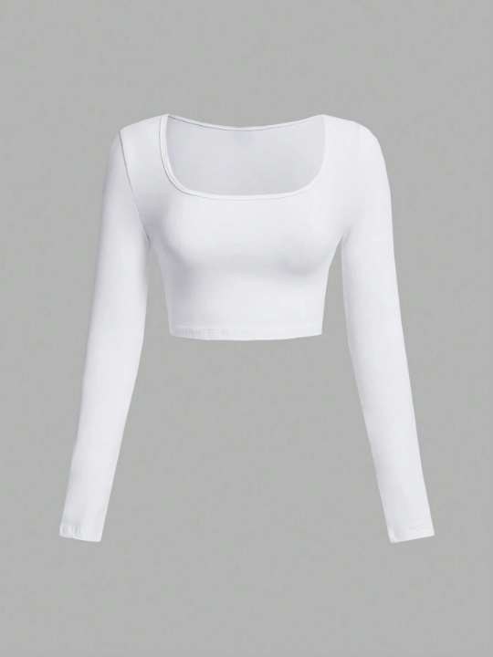 EZwear Summer Outfits Women's Tight Knit Solid Color T-Shirt