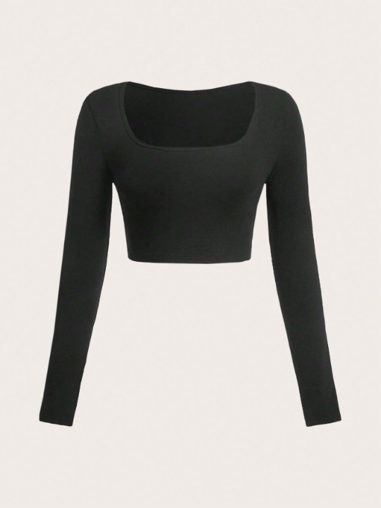 EZwear Summer Outfits Women's Tight Knit Solid Color T-Shirt