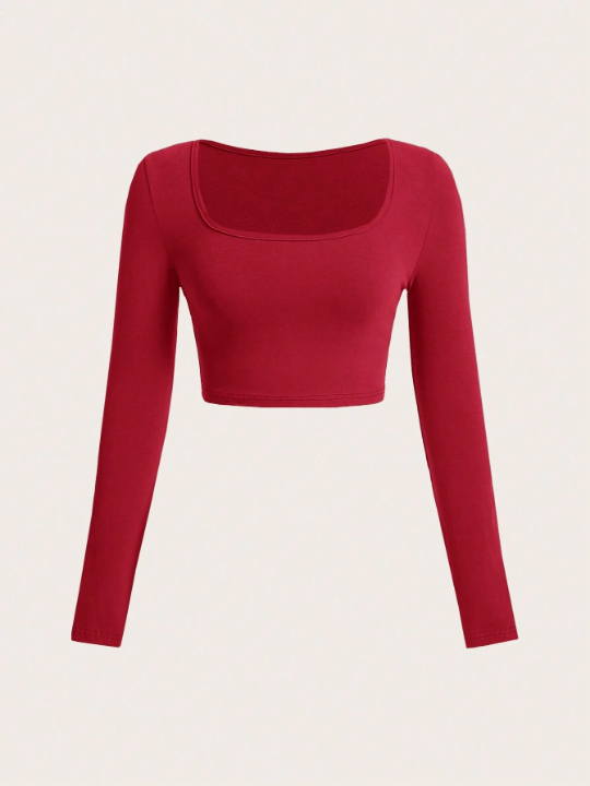 EZwear Summer Outfits Women's Tight Knit Solid Color T-Shirt