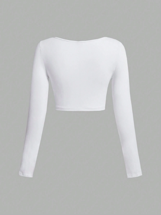 EZwear Summer Outfits Women's Tight Knit Solid Color T-Shirt
