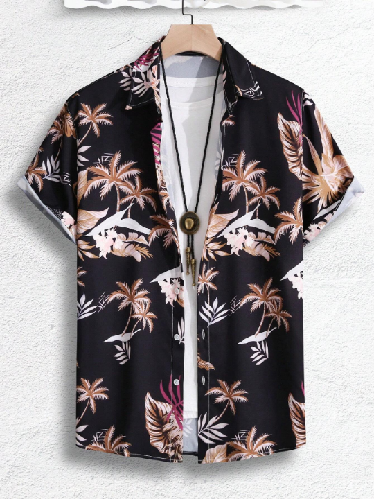Manfinity RSRT Men'S Coconut Tree Print Short Sleeve Shirt