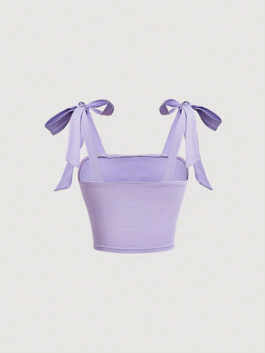MOD Women's Shoulder Knotted Gathered Violet Camisole