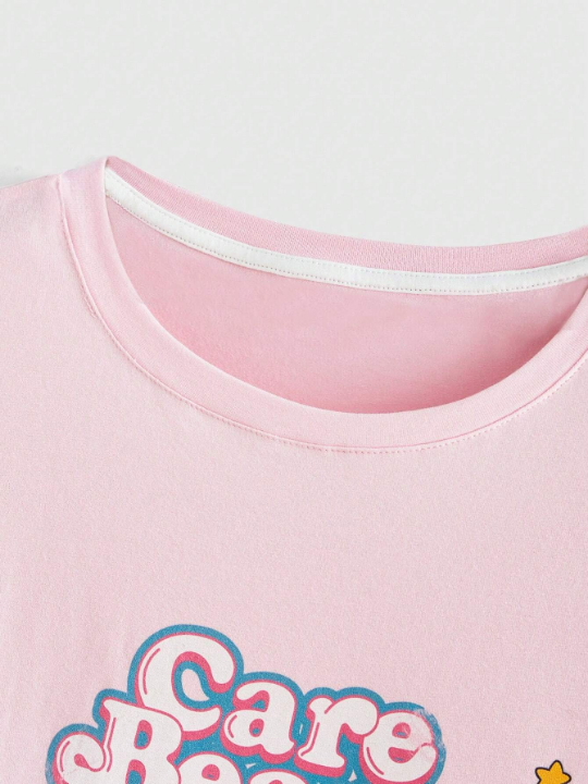 ROMWE X Care Bears Drop Shoulder Cartoon Print T-Shirt