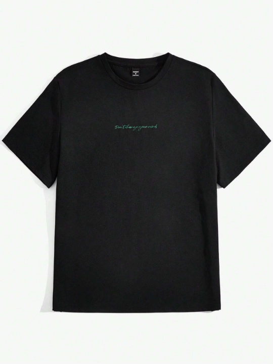 Manfinity Hypemode Men's Knitted Round Neck Letter Print Casual T-Shirt