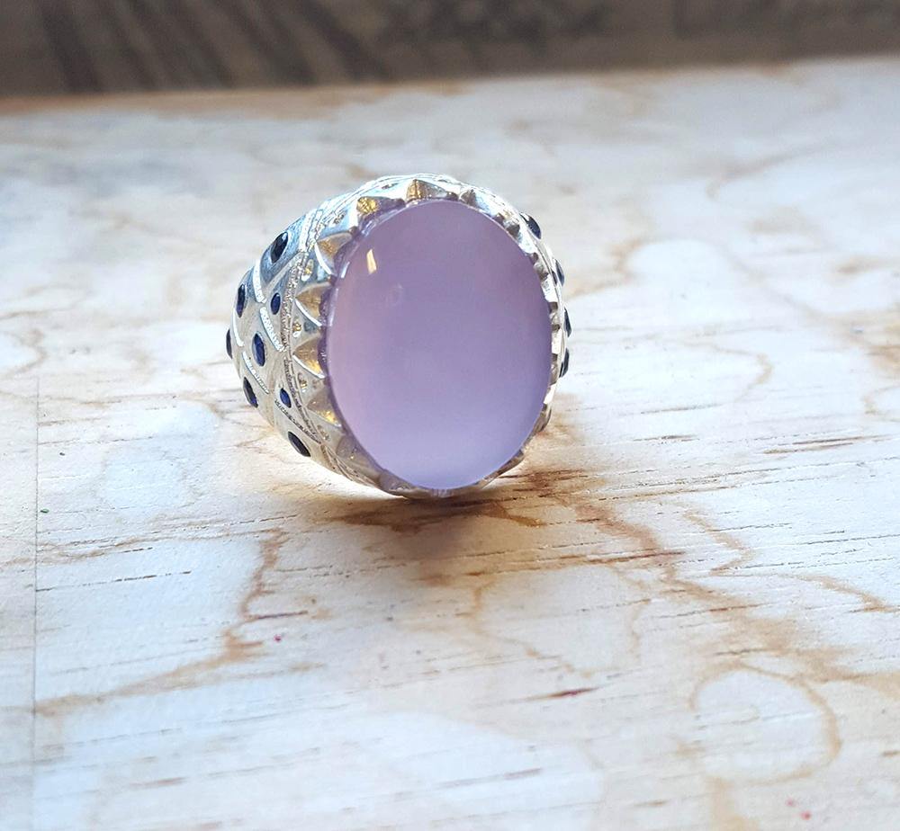 Yemeni Rare Genuine Agate 925 Silver Men's Ring HMPS003 - Arabian Shopping Zone