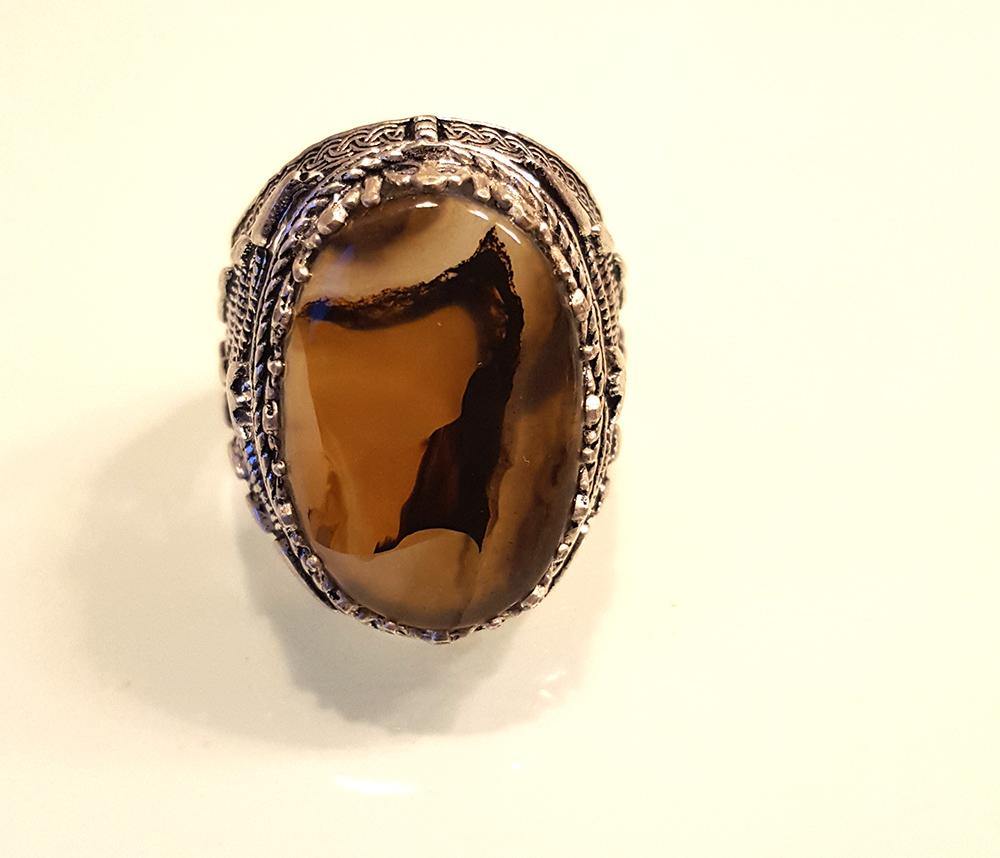 Yemeni Rare Genuine Agate 925 Silver Men's Ring YMHM008 - Arabian Shopping Zone