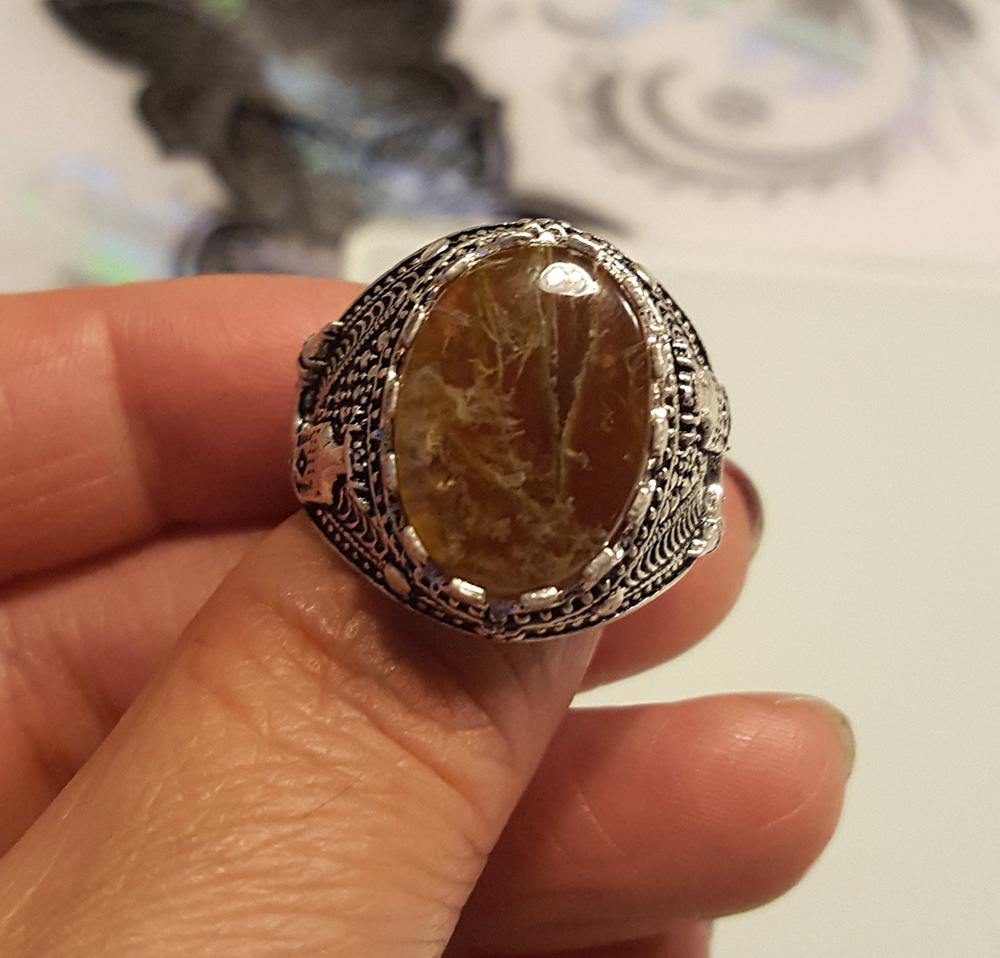 Yemeni Rare Genuine Agate 925 Silver Men's Ring YMHM013 - Arabian Shopping Zone